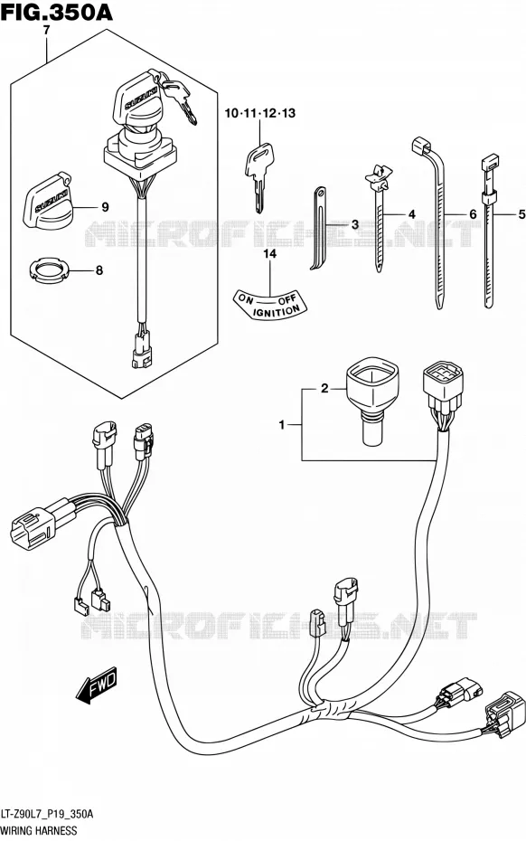 WIRING HARNESS Suzuki QUAD 90 QUADSPORT 2017  LT-Z90 L7 (P19)