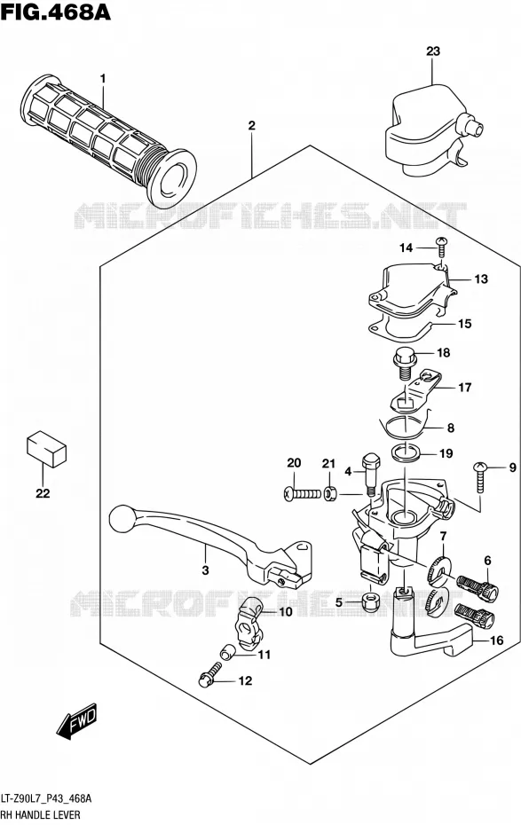 RIGHT HANDGRIPS - LEVERS  Suzuki QUAD 90 QUADSPORT 2017  LT-Z90 L7 (P43)