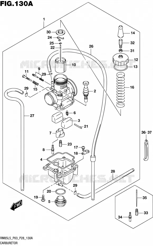 CARBURETOR Suzuki MOTO 85 RM 2015  RM85 L5 (P03,P28,P33)
