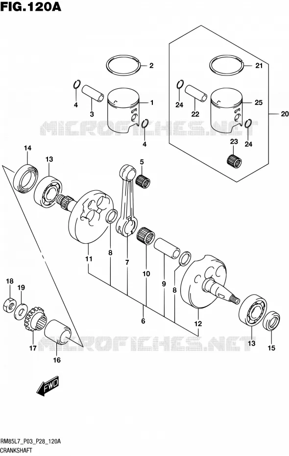 CRANKSHAFT Suzuki MOTO 85 RM 2017  RM85 L7 (P03 P28)