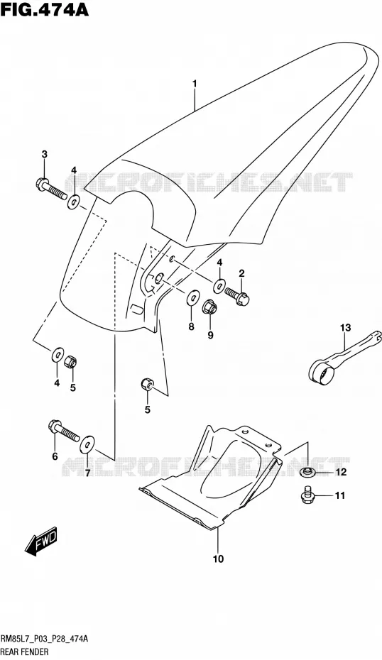 REAR FENDER Suzuki MOTO 85 RM 2017  RM85 L7 (P03 P28)