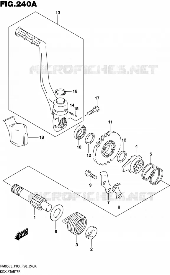 KICK STARTER Suzuki MOTO 85 RM 1992  RM85L L5 (P03,P28,P33)