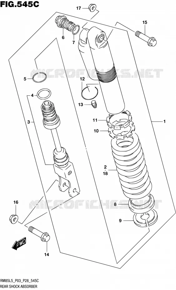 REAR SHOCK ABSORBER (RM85LL5 P28) Suzuki MOTO 85 RM 1992  RM85L L5 (P03,P28,P33)