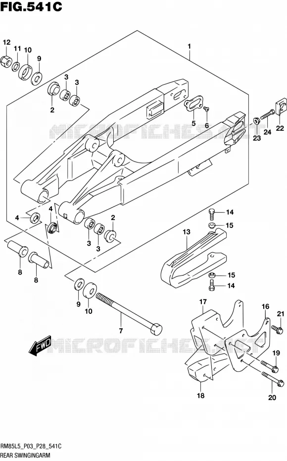 SWINGARM (RM85LL5 P28) Suzuki MOTO 85 RM 1992  RM85L L5 (P03,P28,P33)
