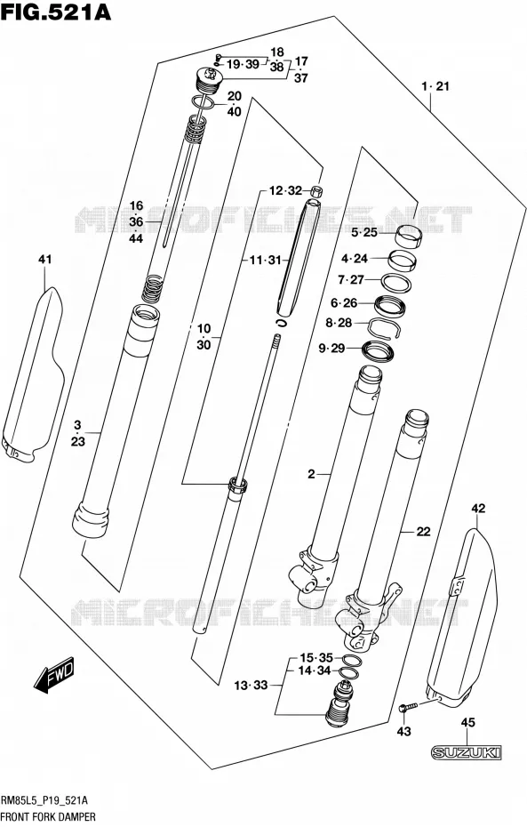 FRONT FORK Suzuki MOTO 85 RM 1995  RM85L L5 (P19)
