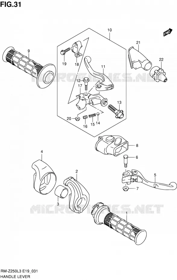 HANDGRIPS - LEVERS  Suzuki MOTO 250 RM-Z 2012  RM-Z250 L3 (E19)