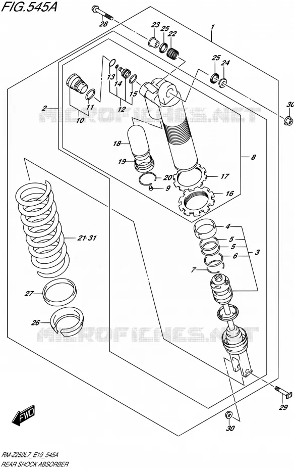REAR SHOCK ABSORBER Suzuki MOTO 250 RM-Z 2017  RM-Z250 L7 (E19)