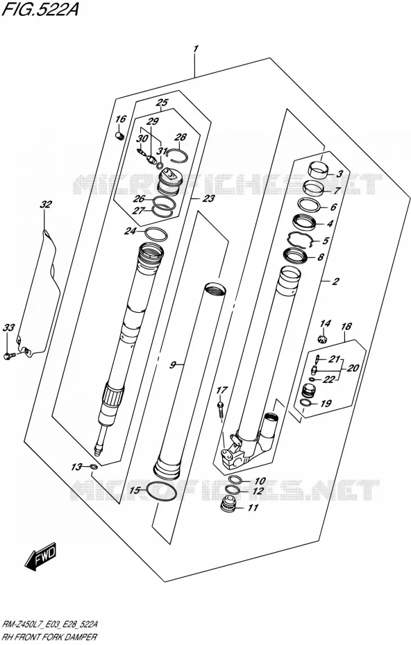 RIGHT FRONT FORK LEG Suzuki MOTO 450 RM-Z 2017  RM-Z450 L7 (E03,E28)