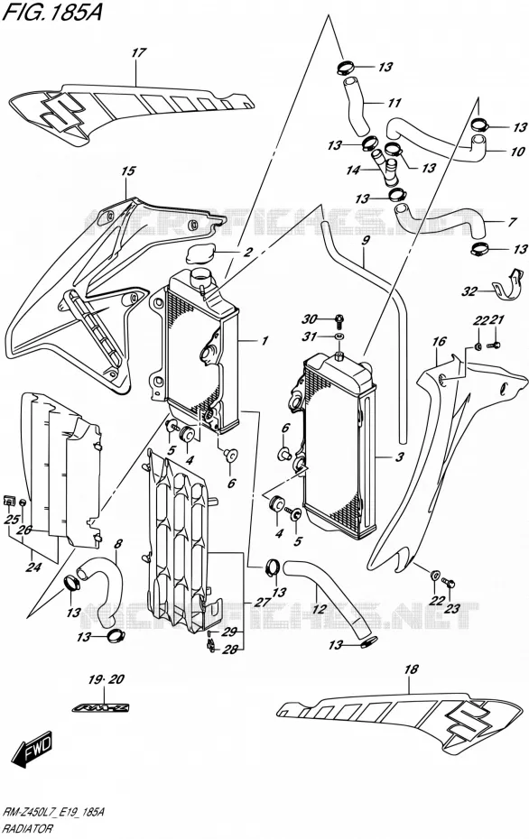 RADIATOR Suzuki MOTO 450 RM-Z 2017  RM-Z450 L7 (E19)