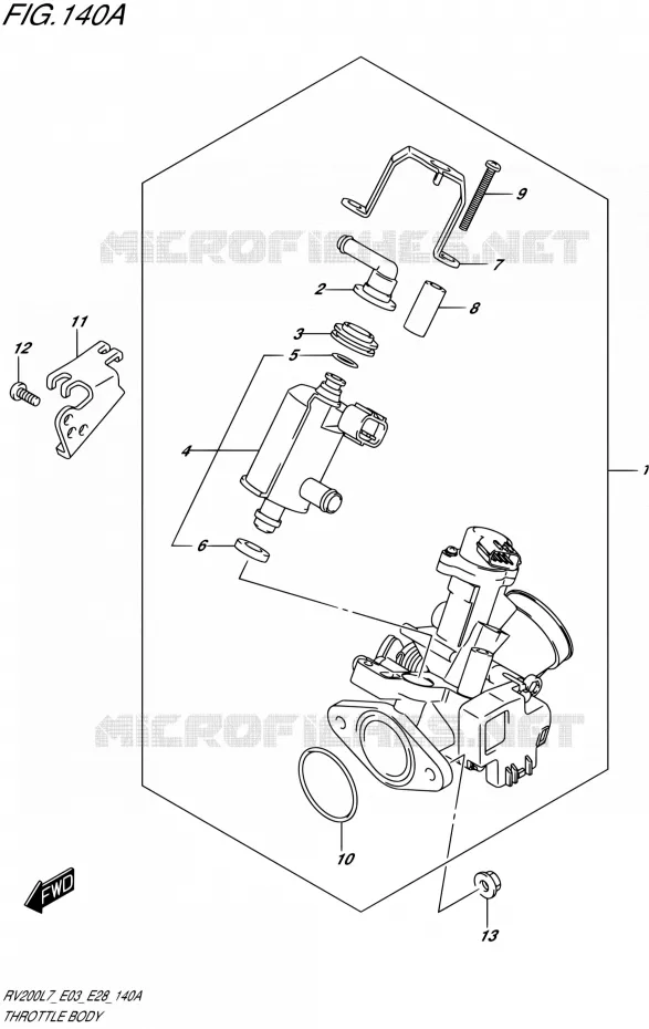 THROTTLE BODY (RV200L7 E03) Suzuki MOTO 200 VAN-VAN 2017  RV200 L7 (E03,E28)