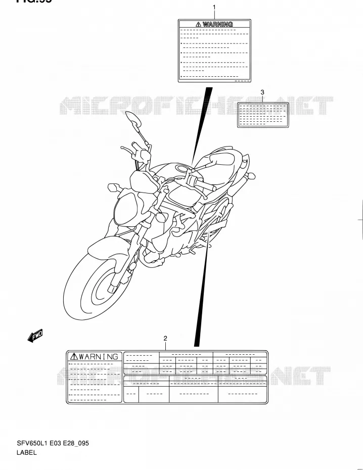 LABEL (SFV650L1 E33) Suzuki MOTO 650 GLADIUS 2011  SFV650A L1 (E03,E28,E33)
