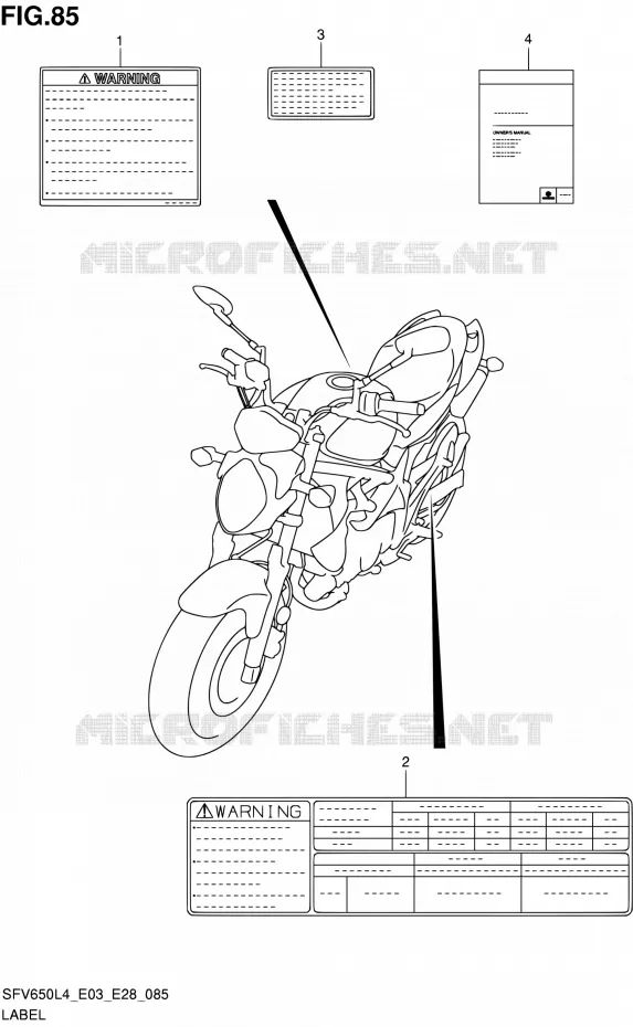 LABEL (SFV650L4 E03) Suzuki MOTO 650 GLADIUS 2014  SFV650A L4 (E03,E28,E33)
