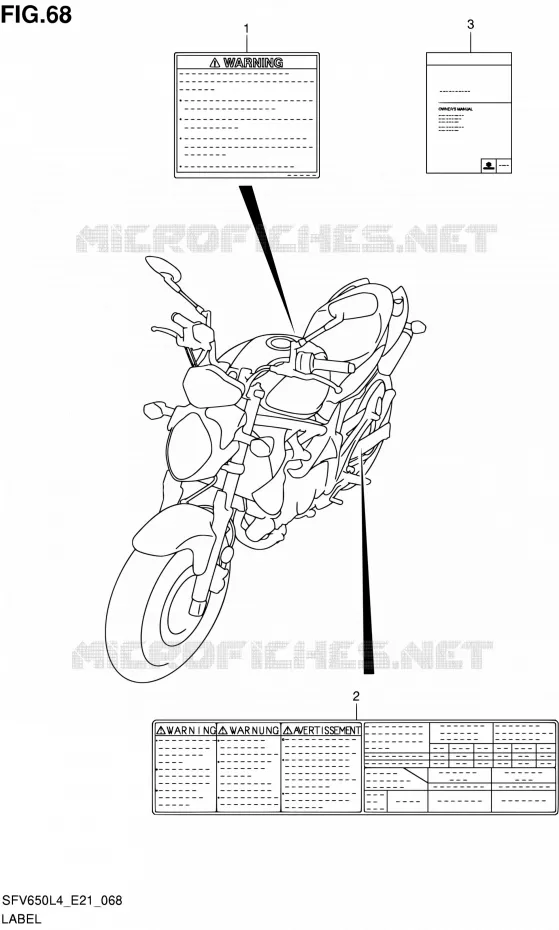 LABEL (SFV650L4 E21) Suzuki MOTO 650 GLADIUS 2016  SFV650A L4 (E21)