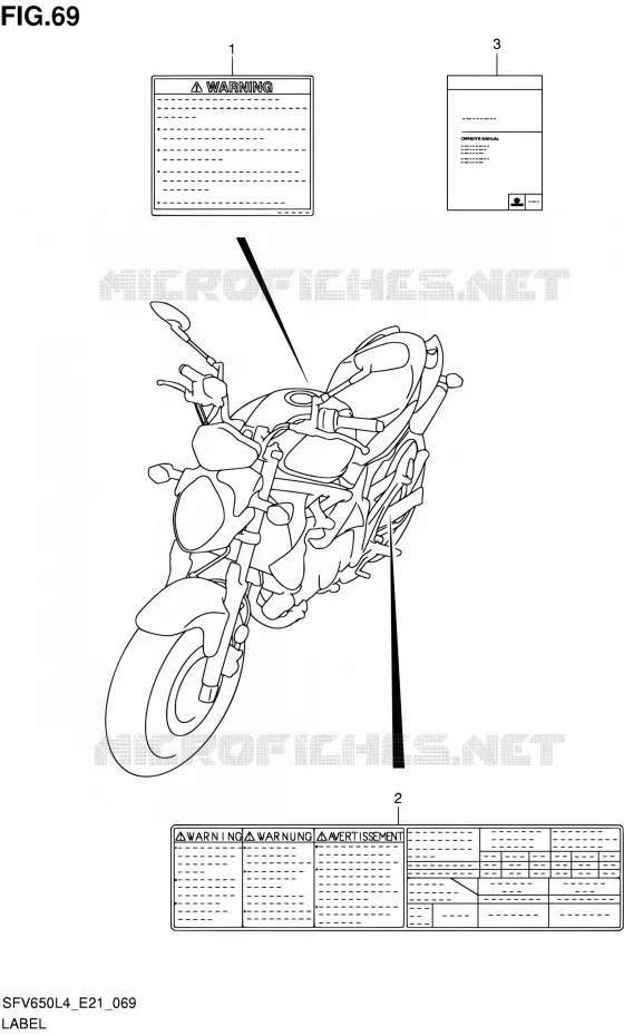 LABEL (SFV650UL4 E21) Suzuki MOTO 650 GLADIUS 2015  SFV650A L4 (E21)