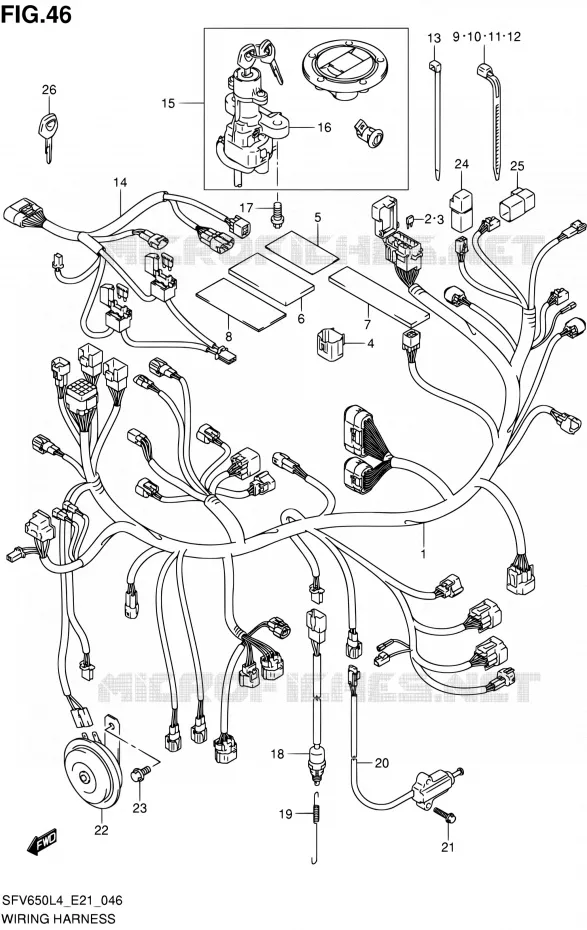 WIRING HARNESS (SFV650UAL4 E21) Suzuki MOTO 650 GLADIUS 2014  SFV650A L4 (E21)
