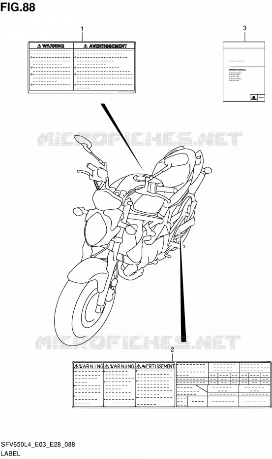 LABEL (SFV650AL4 E28) Suzuki MOTO 650 GLADIUS 2014  SFV650 L4 (E03,E28,E33)