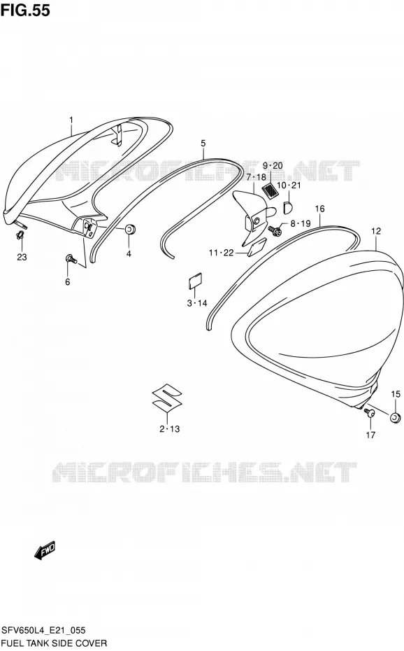 FUEL TANK SIDE COVER Suzuki MOTO 650 GLADIUS 2014  SFV650UA L4 (E21)