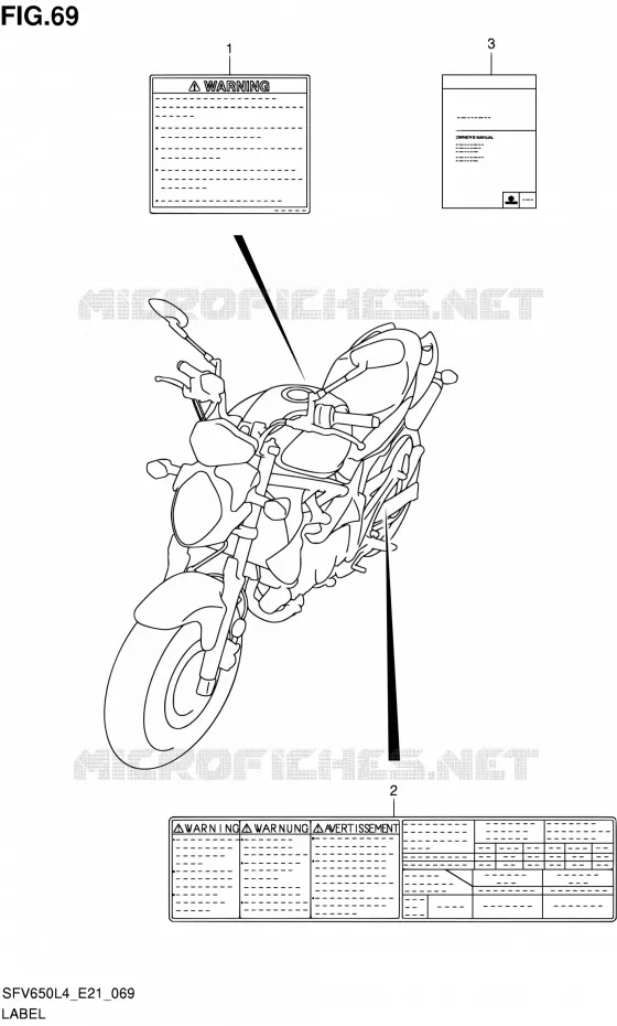 LABEL (SFV650UL4 E21) Suzuki MOTO 650 GLADIUS 2014  SFV650UA L4 (E21)