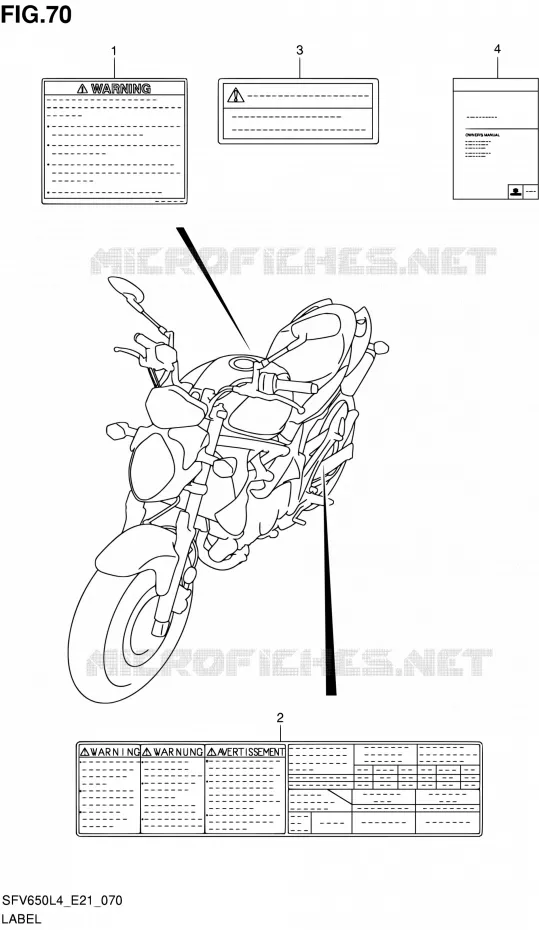 LABEL (SFV650AL4 E21) Suzuki MOTO 650 GLADIUS 2014  SFV650U L4 (E21)