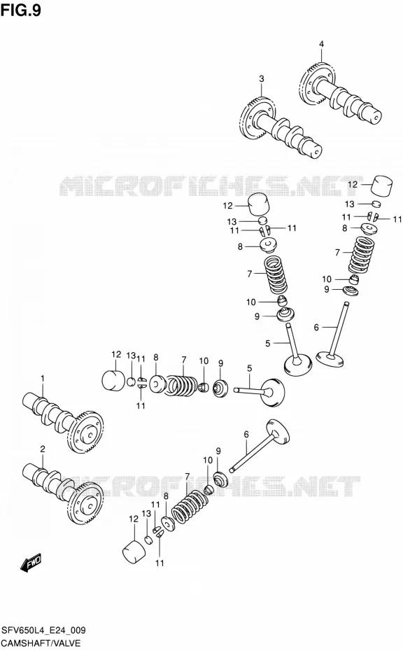 CAMSHAFT - VALVES Suzuki MOTO 650 GLADIUS 2014  SFV650U L4 (E24)