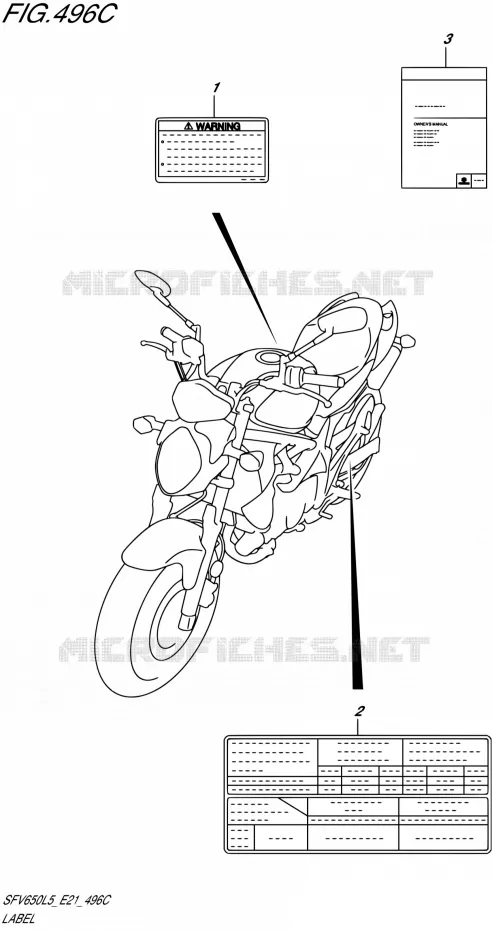 LABEL (SFV650UL5 E21) Suzuki MOTO 650 GLADIUS 2015  SFV650U L5 (E21)
