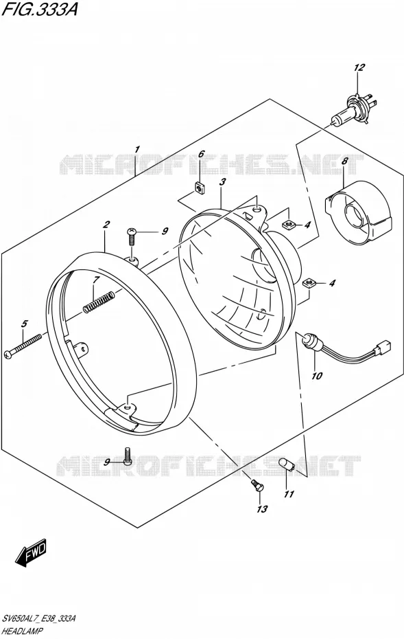 HEADLIGHT Suzuki MOTO 650 SV 2017  SV650A L7 (E38)