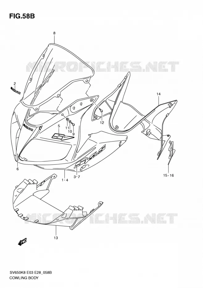 FAIRING - LABELS (MODEL L0) Suzuki MOTO 650 SV-S 2010  SV650S L0 (E03,E28,E33)