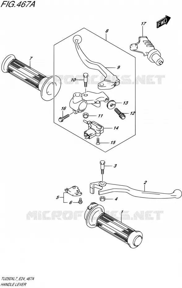HANDGRIPS - LEVERS  Suzuki MOTO 250 TU 2017  TU250X L7 (E24)