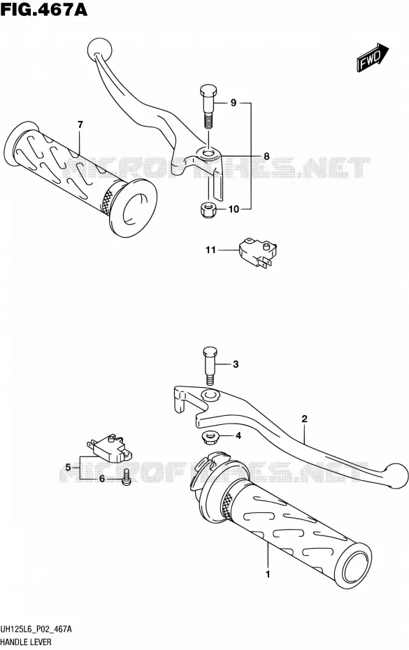 HANDGRIPS - LEVERS  Suzuki SCOOTER 125 BURGMAN 2016  UH125A L6 (P19)