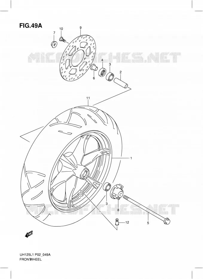 FRONT WHEEL (MODEL EXECUTIVE P19 AND RACING P19) Suzuki SCOOTER 125 BURGMAN 2011  UH125G L1 (P19)