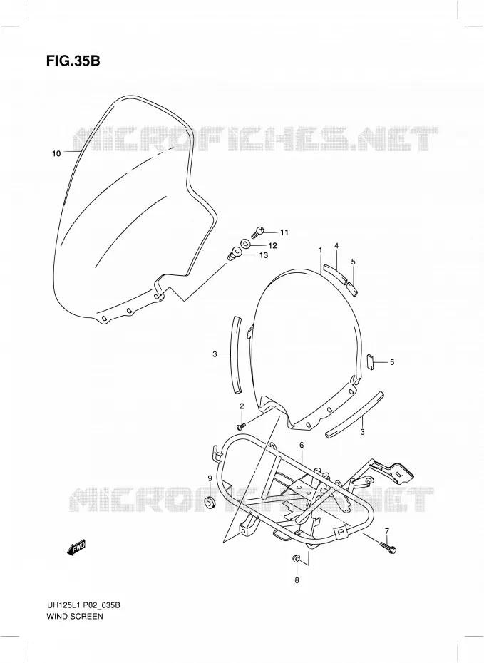 WINDSCREEN (MODEL RACING P19) Suzuki SCOOTER 125 BURGMAN 2011  UH125G L1 (P19)