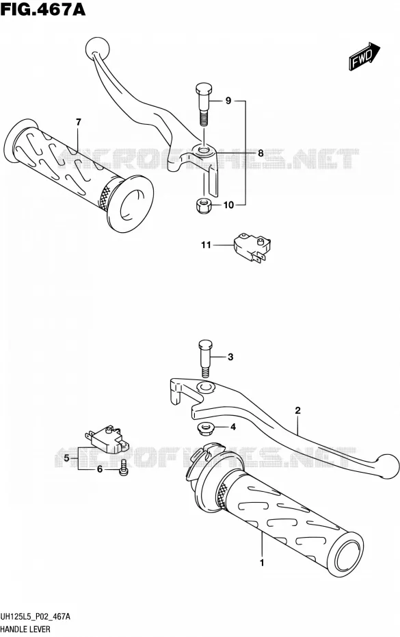 HANDGRIPS - LEVERS  Suzuki SCOOTER 125 BURGMAN 2015  UH125 L5 (P19)