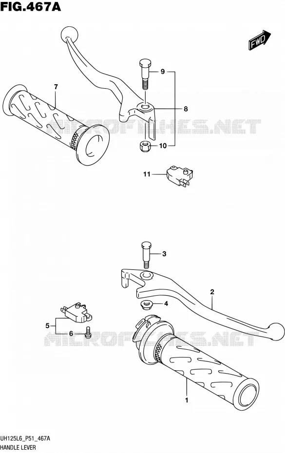 HANDGRIPS - LEVERS  Suzuki SCOOTER 125 BURGMAN 2016  UH125 L6 (P51)