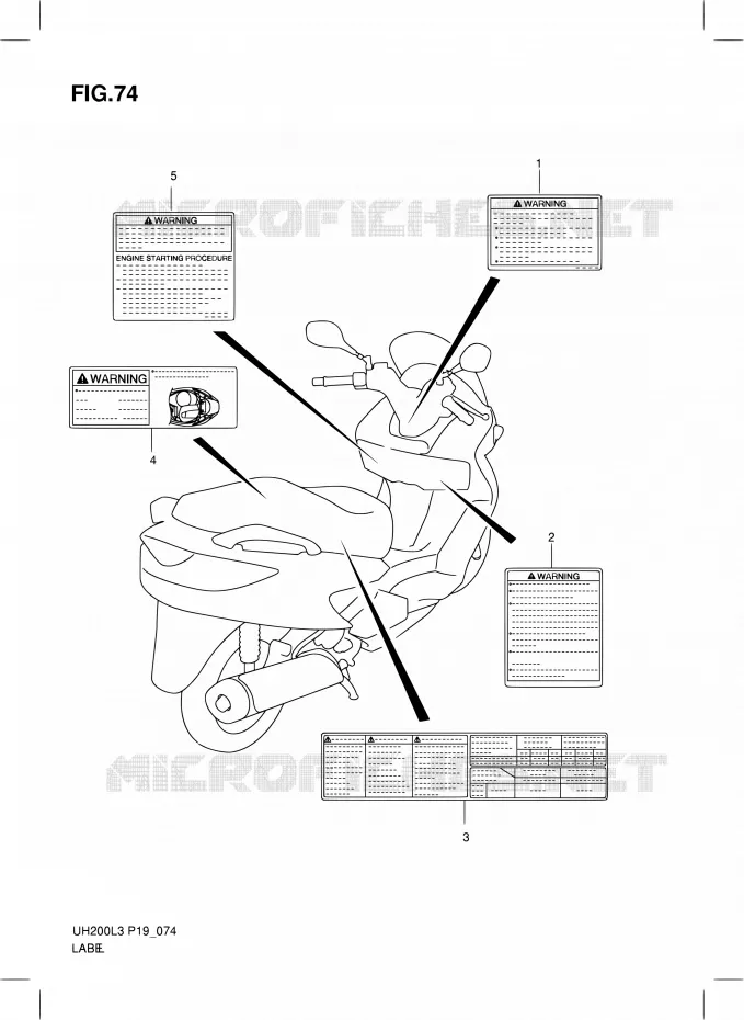 LABEL Suzuki SCOOTER 200 BURGMAN 2013  UH200 L3/UH200Z L3 (P19)