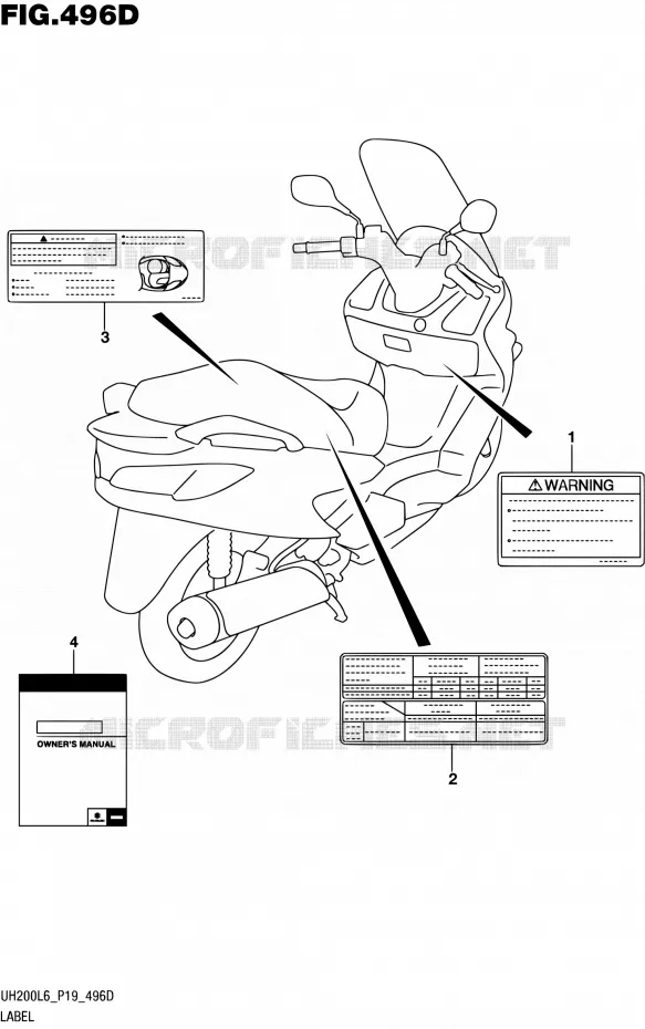 LABEL (UH200AL6 P19) Suzuki SCOOTER 200 BURGMAN 2016  UH200 L6 (P19)