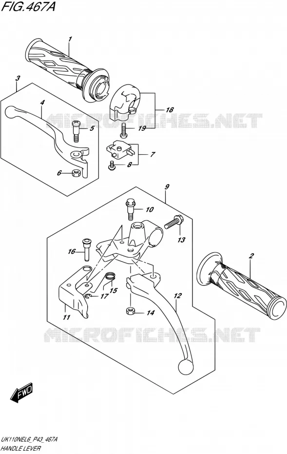 HANDGRIPS - LEVERS  Suzuki SCOOTER 110 ADDRESS 2016  UK110NE L6 (P43)