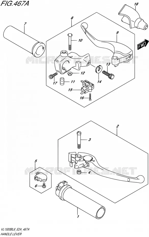 HANDGRIPS - LEVERS  Suzuki MOTO 1500 INTRUDER 2016  VL1500B L6 (E24)