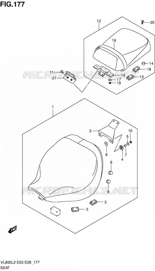 SEAT (VL800CL2 E33) Suzuki MOTO 800 VOLUSIA 2012  VL800 L2/VL800T L2/VL800C L2
