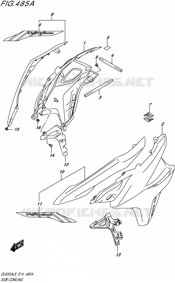 SIDE FAIRING (DL650A) Suzuki MOTO 650 V-STROM 2018  DL650AL8 E14
