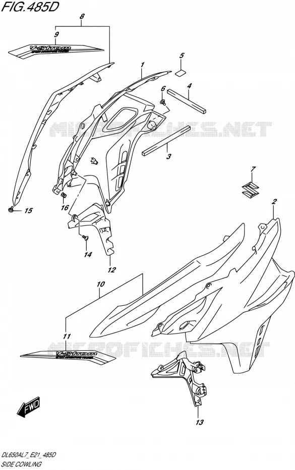 SIDE FAIRING (DL650AUEL7 E21) (FOR YVB,YWW) Suzuki MOTO 650 V-STROM 2017  DL650AL7 E21