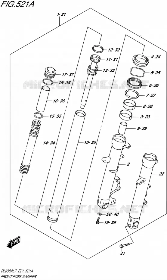 FRONT FORK Suzuki MOTO 650 V-STROM 2017  DL650XAL7 E21
