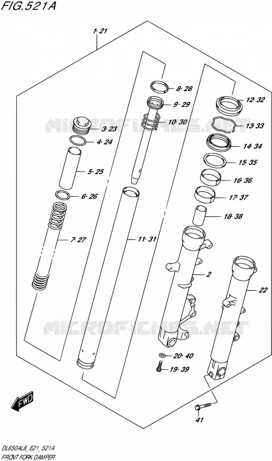 FRONT FORK Suzuki MOTO 650 V-STROM 2018  DL650XAL8 E21