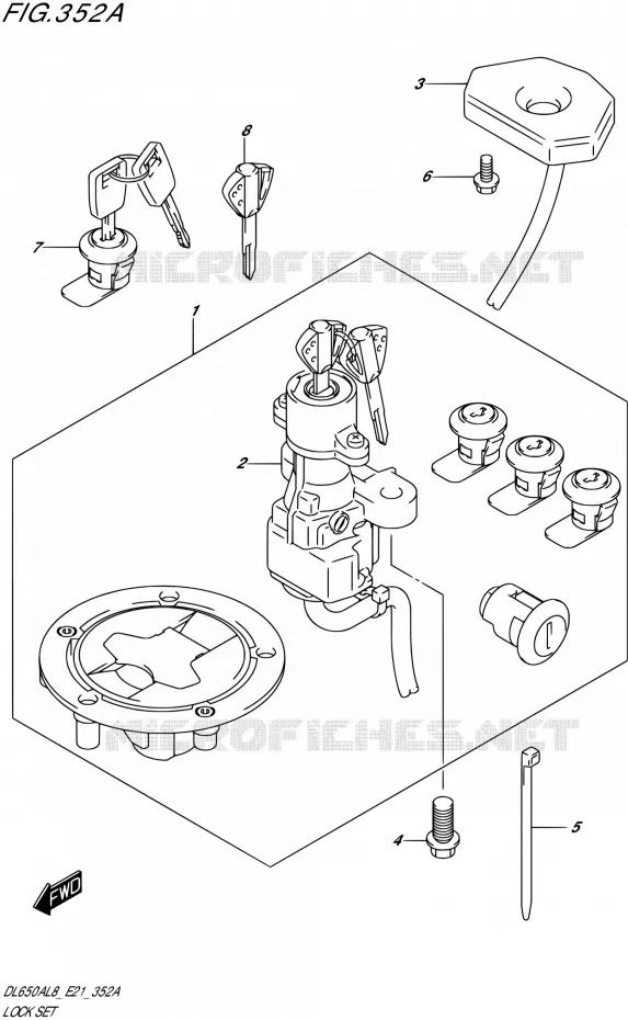 LOCK SETRE (FOR TOP CASE,SIDE CASE) Suzuki MOTO 650 V-STROM 2018  DL650XAL8 E21