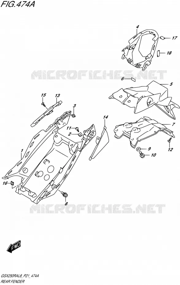 REAR FENDER Suzuki MOTO 250 GSX-R 2018  GSX250RA L8/GSX250RZA L8 P21