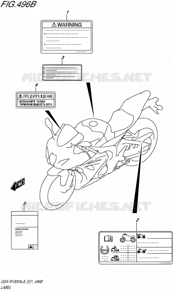 LABELTTE (GSX-R1000RZL8 E21) Suzuki MOTO 1000 GSX-R 2018  GSX-R1000RZAL8 / GSX-R1000RAL8 E21