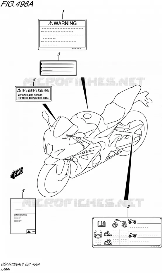 LABELTTE (GSX-R1000AL8 E21) Suzuki MOTO 1000 GSX-R 2018  GSX-R1000AL8 E21