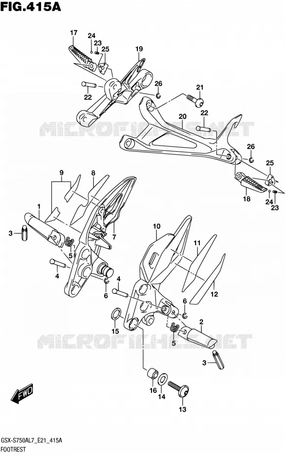 FOOTREST Suzuki MOTO 750 GSX-S 2017  GSX-S750AL7 E21