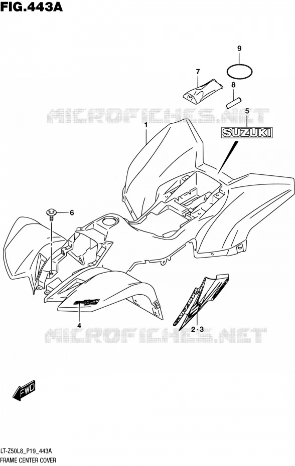 CENTRAL FAIRING Suzuki QUAD 50 QUADSPORT 2018  LT-Z50L8 P19