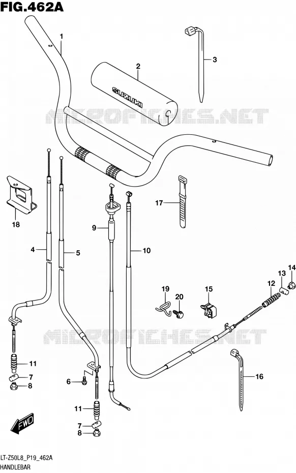 HANDLEBAR Suzuki QUAD 50 QUADSPORT 2018  LT-Z50L8 P19
