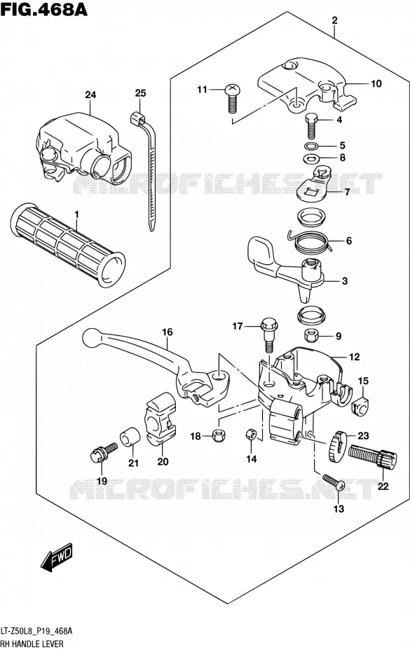 RIGHT HANDGRIPS - LEVERS  Suzuki QUAD 50 QUADSPORT 2018  LT-Z50L8 P19